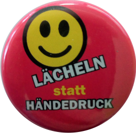 Button Lächeln statt Händedruck /Corona Schutz Button Button Lächeln statt Händedruck /Corona Schutz Button